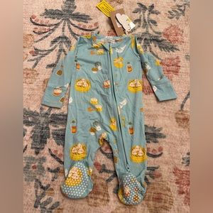 NWT 0-3m Bamboo 2 Way Zipper Footie - Dim Sum by Angel Dear